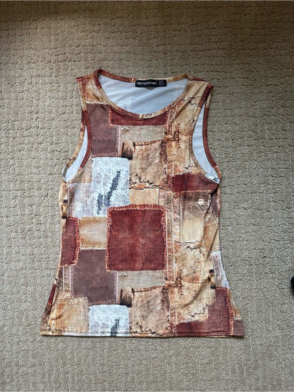 PrettyLittleThing Patchwork Print Sleeveless Tank